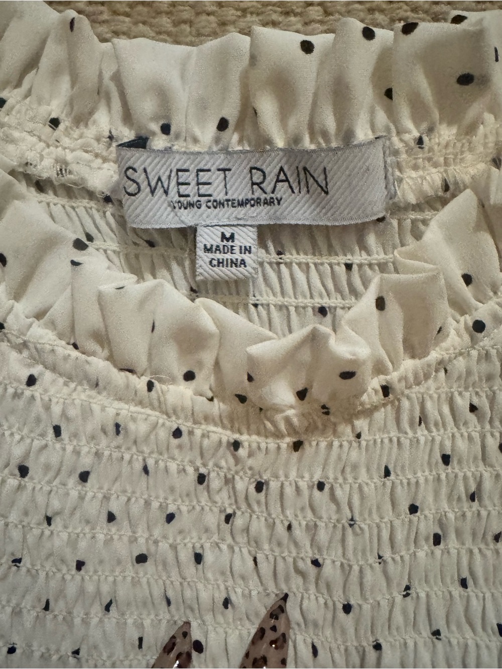 Sweet Rain Cream Dress with Black Polka Dots